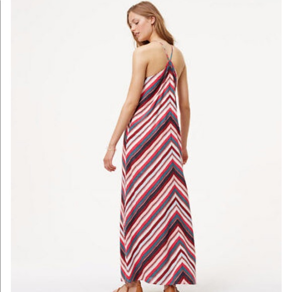 LOFT Chevron Halter Linen-blend Maxi-Dress - Picture 3 of 7
